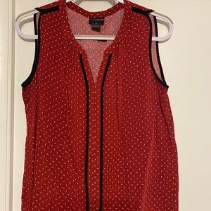 Liz Claiborne career red and black sleeveless shirt